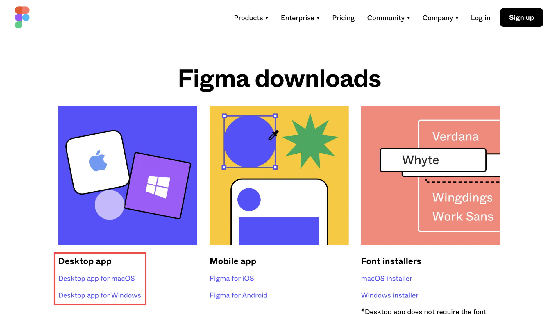Figmaのデスクトップアプリインストールページ