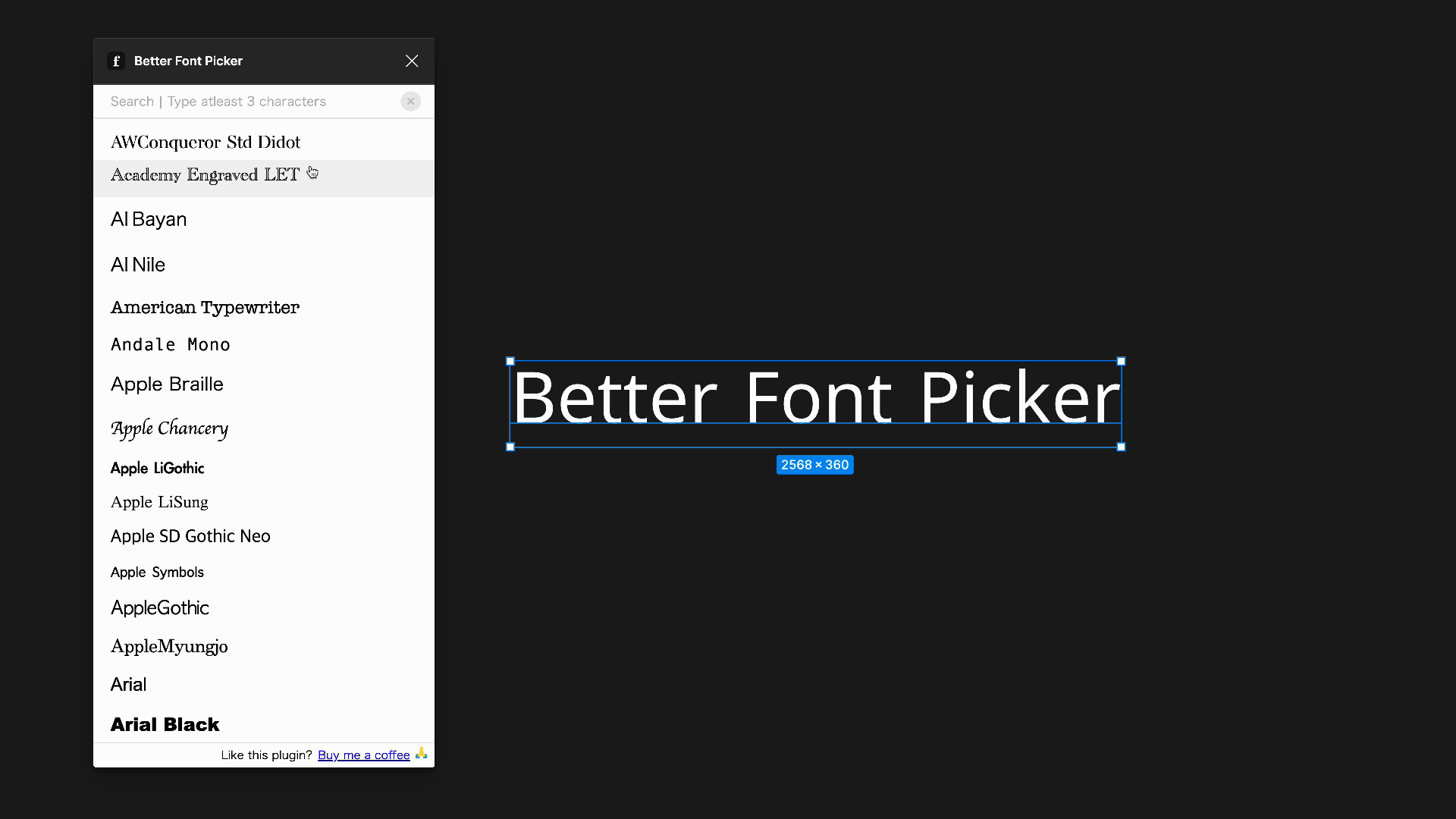 Better Font Pickerのデモ
