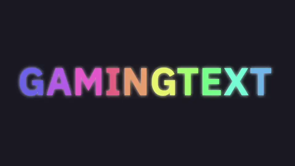 虹色に光る「Gaming Text」の文字
