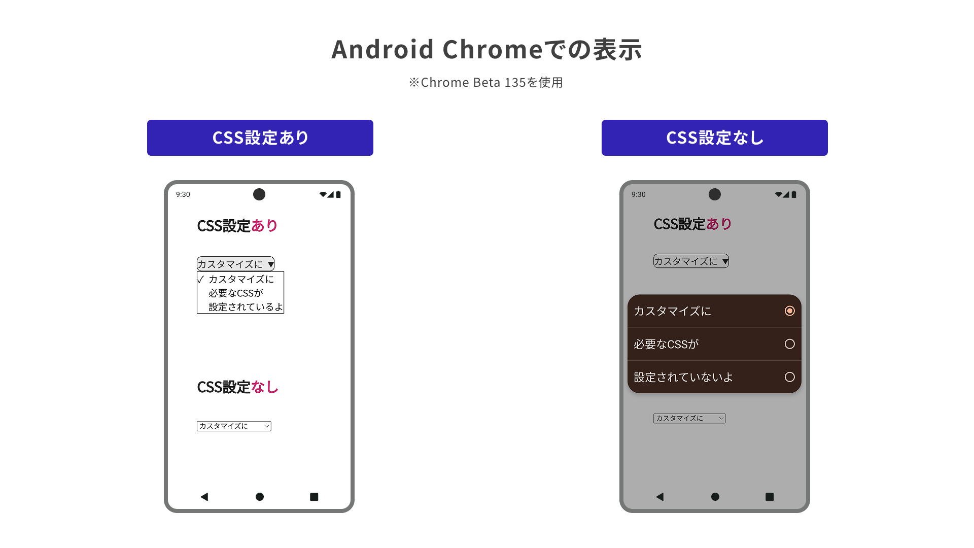 CSS指定ありとなしの比較 - Android