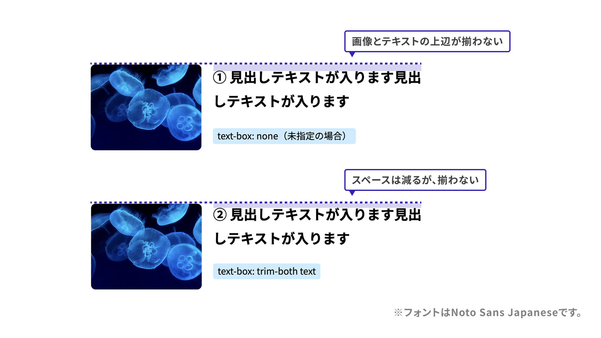 スクリーンショット：画像とテキストの組み合わせのサンプルコード