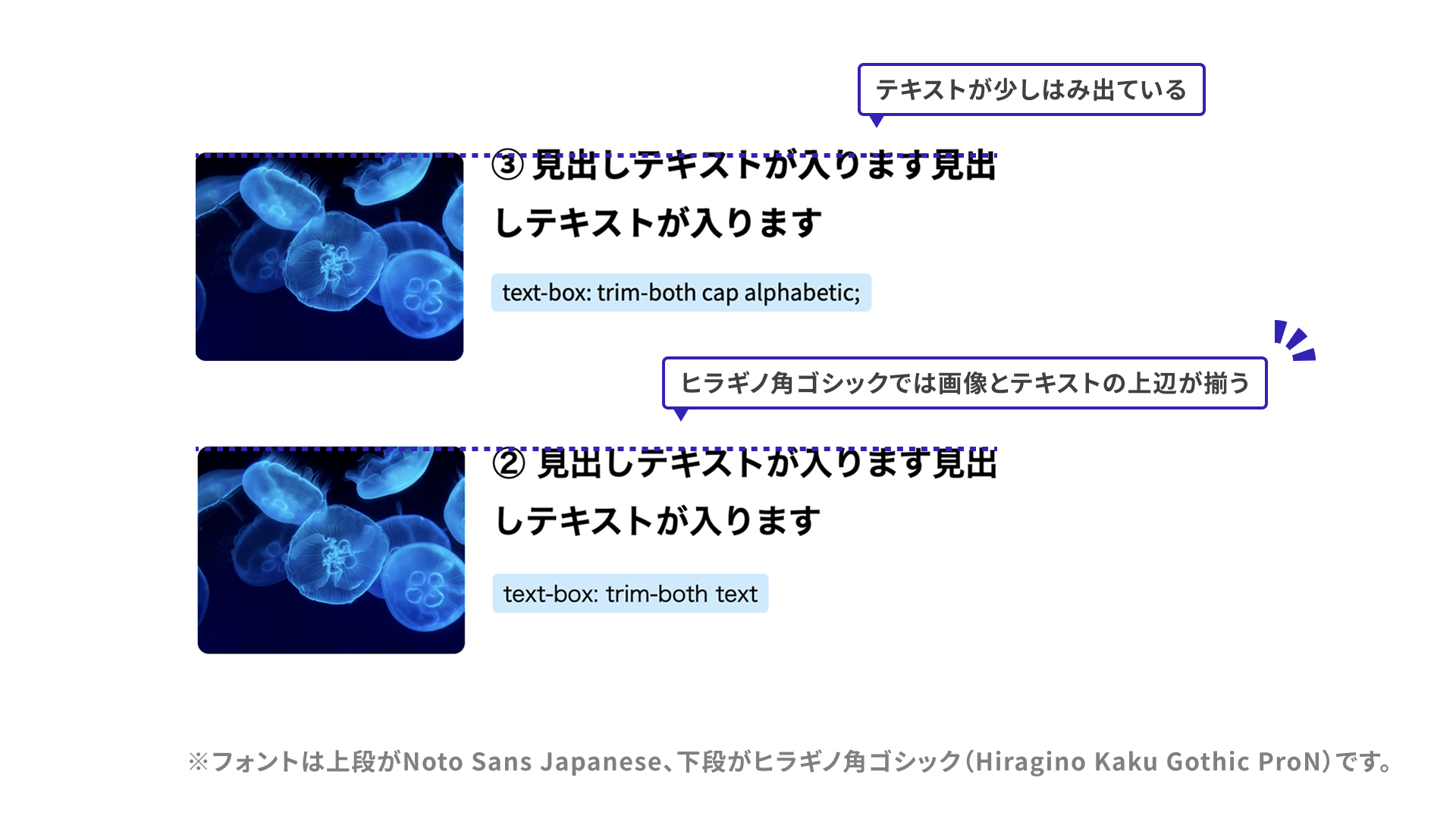 スクリーンショット：画像とテキストの組み合わせのサンプルコード