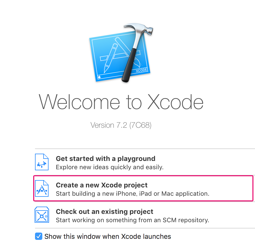 Xcodeの起動画面